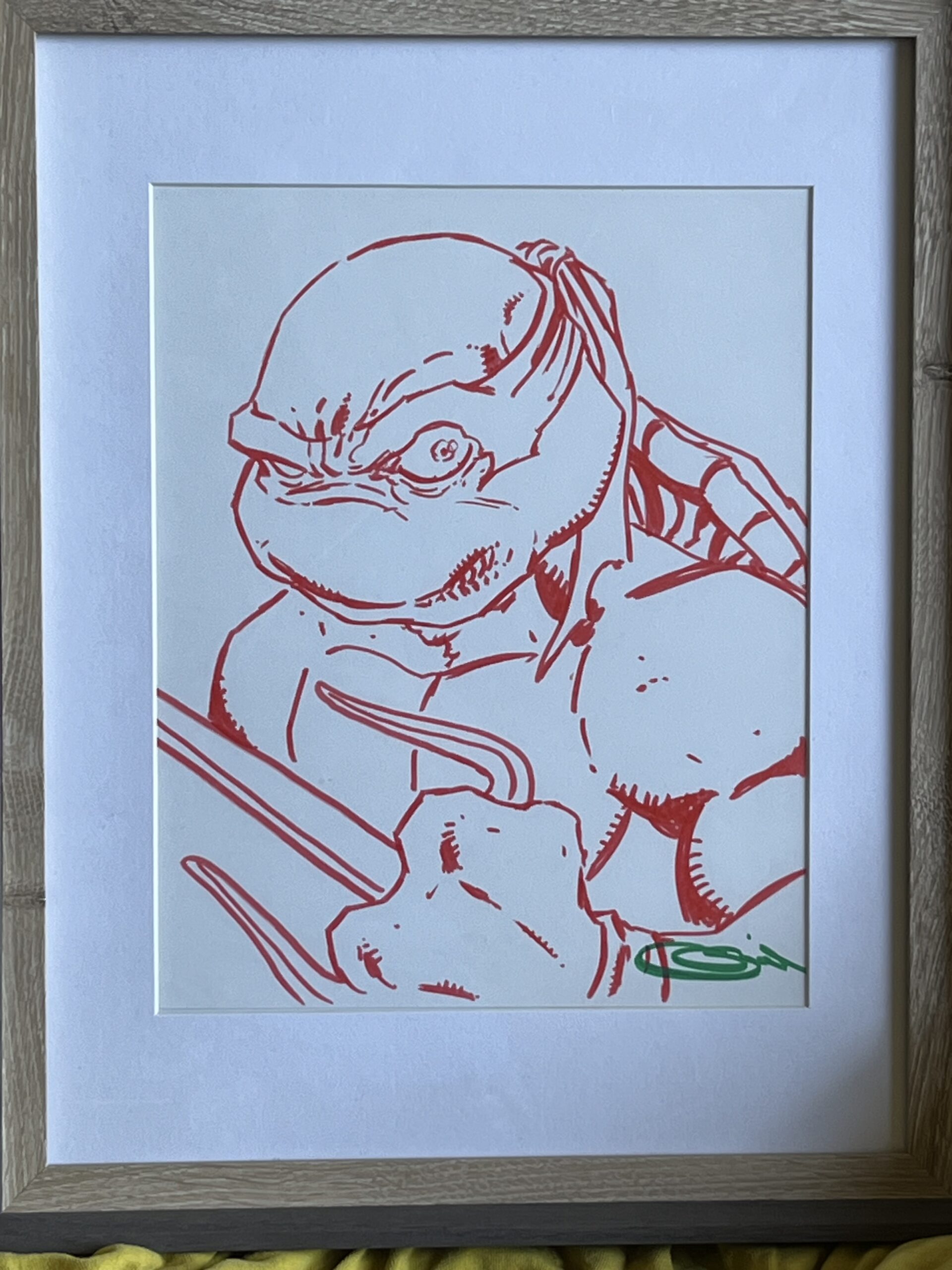 Raphael Grit 9x12 Sketch Signed by Sajad Shah w COA Framed in 11X14 Wood