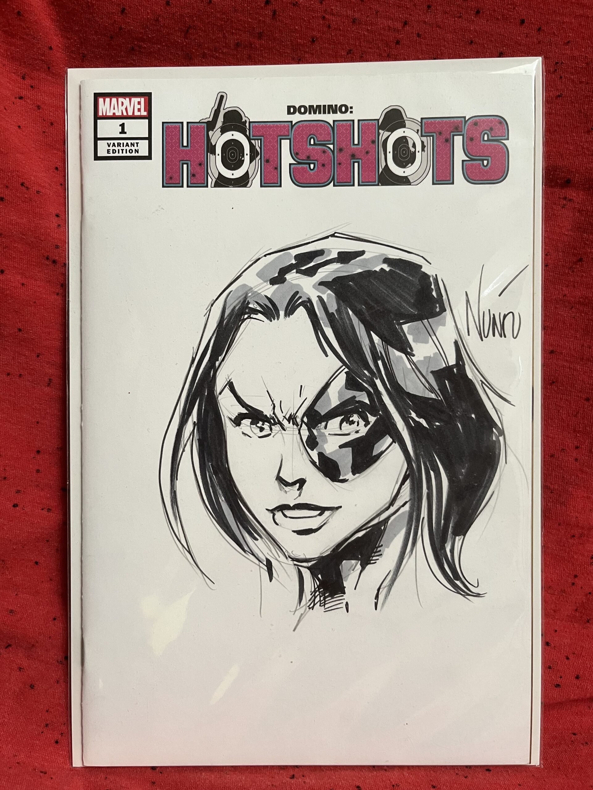 Domino: Hotshots Blank Sketch By Eddie Nunez Signed with COA