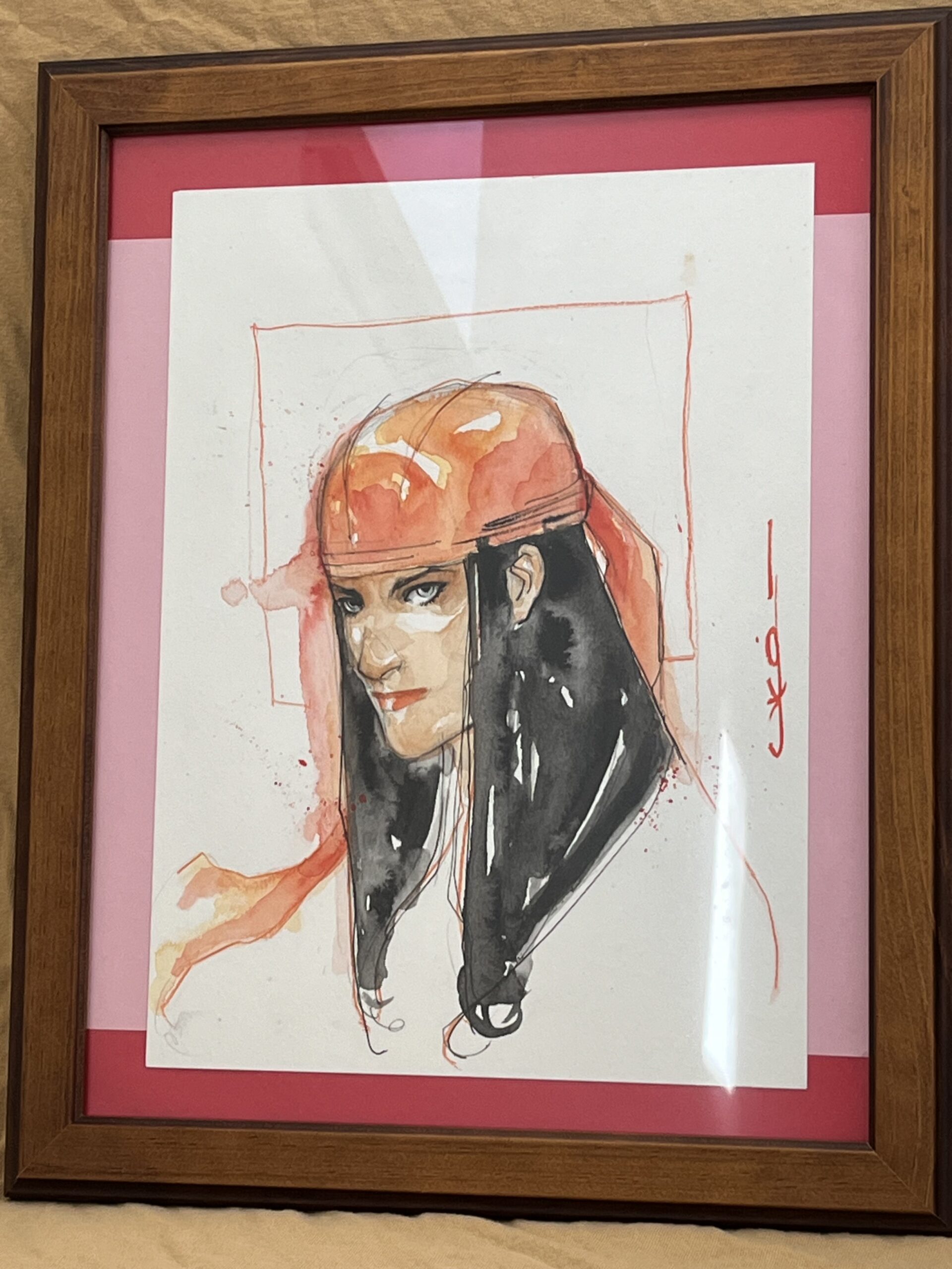 Elektra in Watercolor by Uko Smith Framed