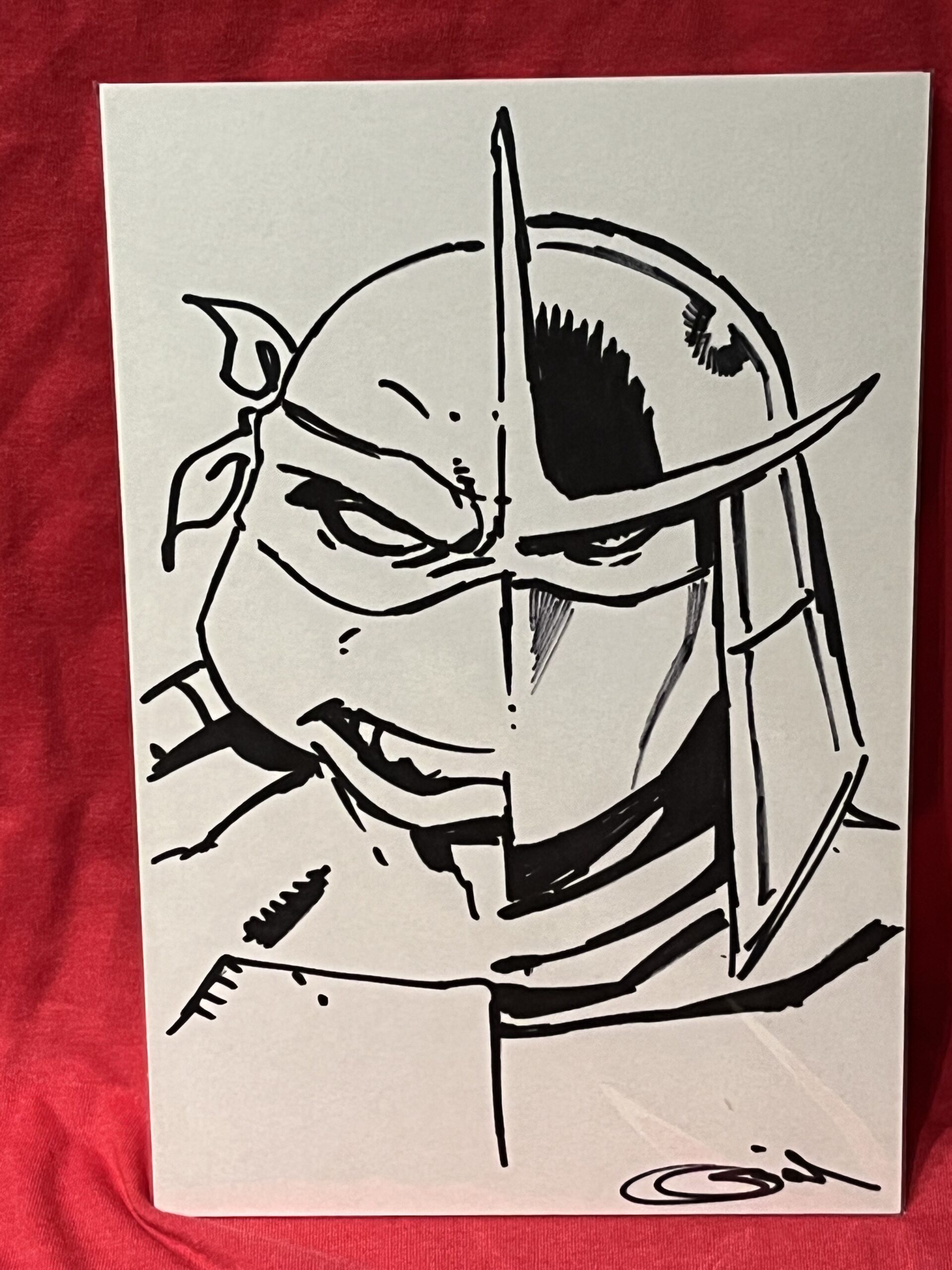 TMNT: Turtle & Shredder Comic Board Original Sketch by Sajad Shaw w/ COA