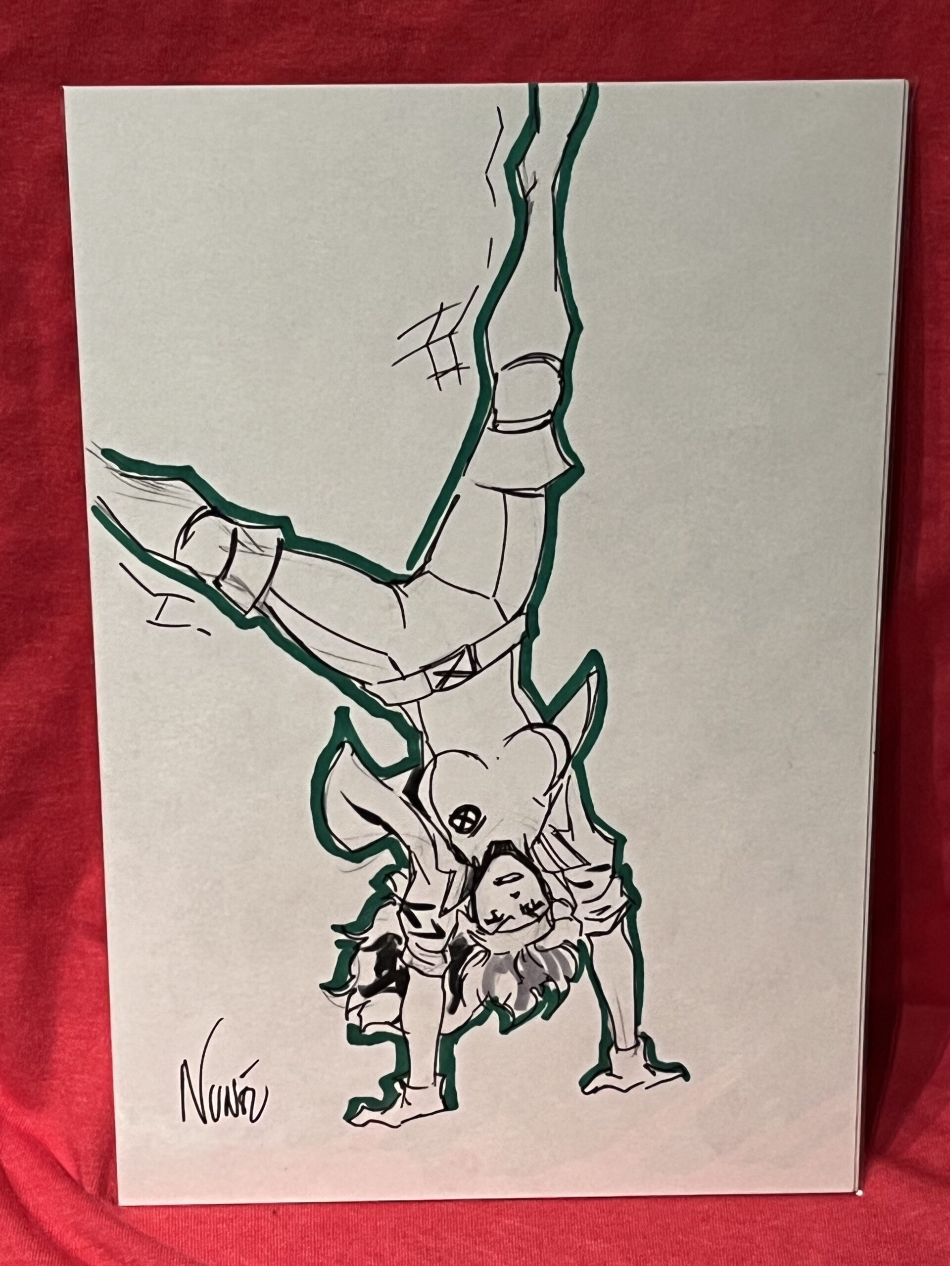 Rogue Outlined in Green Sketch by Eddie Nunez
